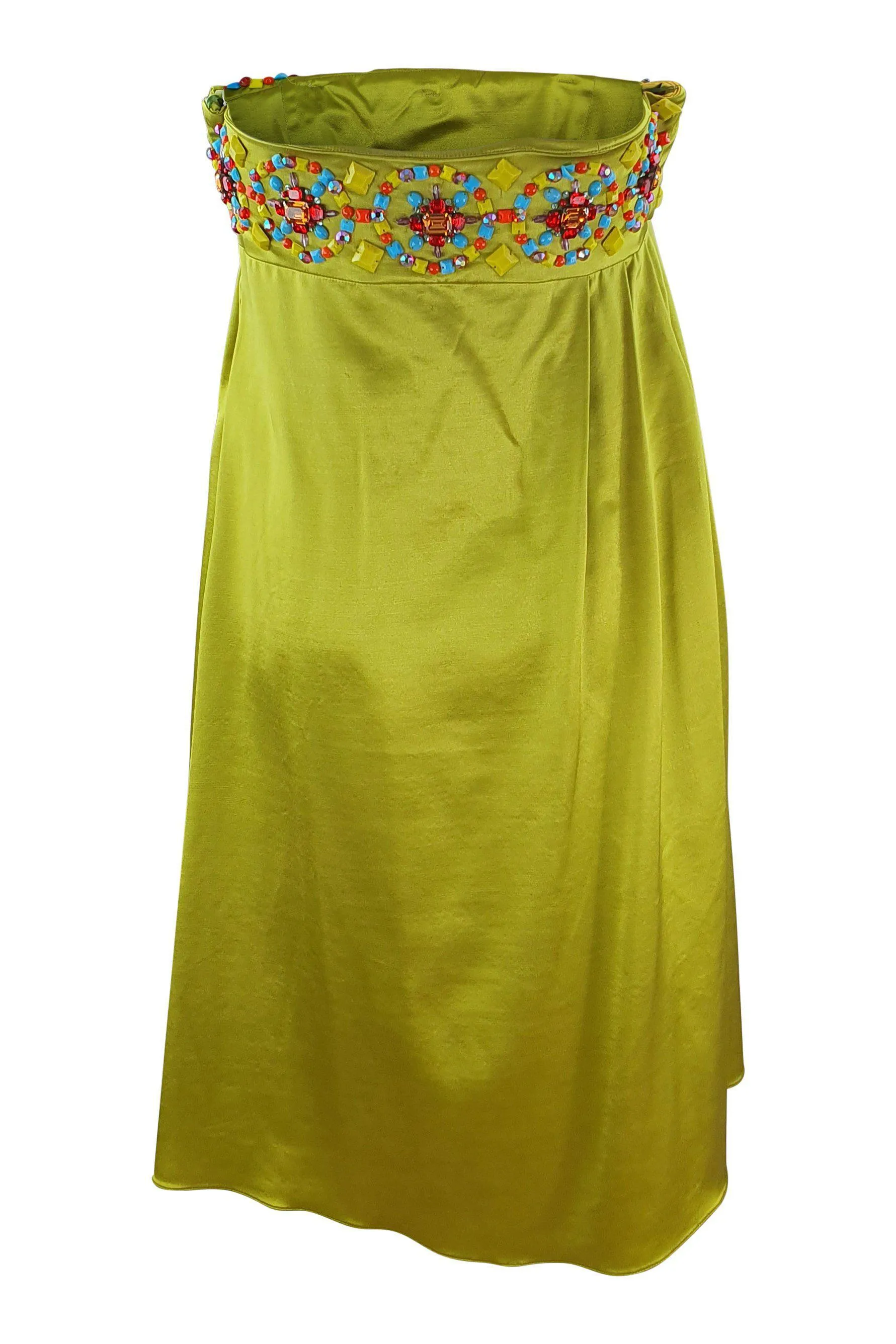 MATTHEW WILLIAMSON Lime Green Empire Line Midi Dress (12)