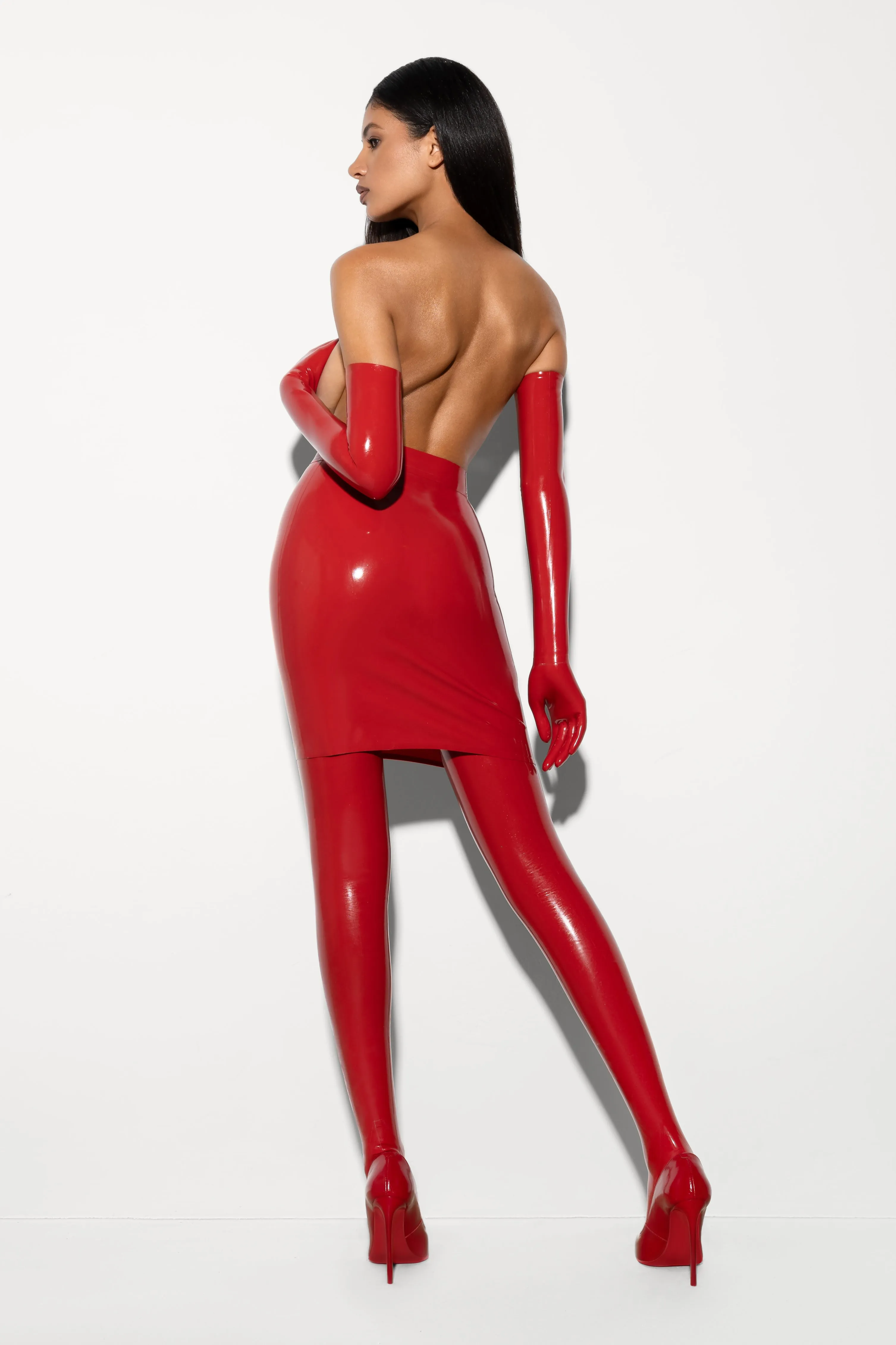 Mia Latex Skirt in Red