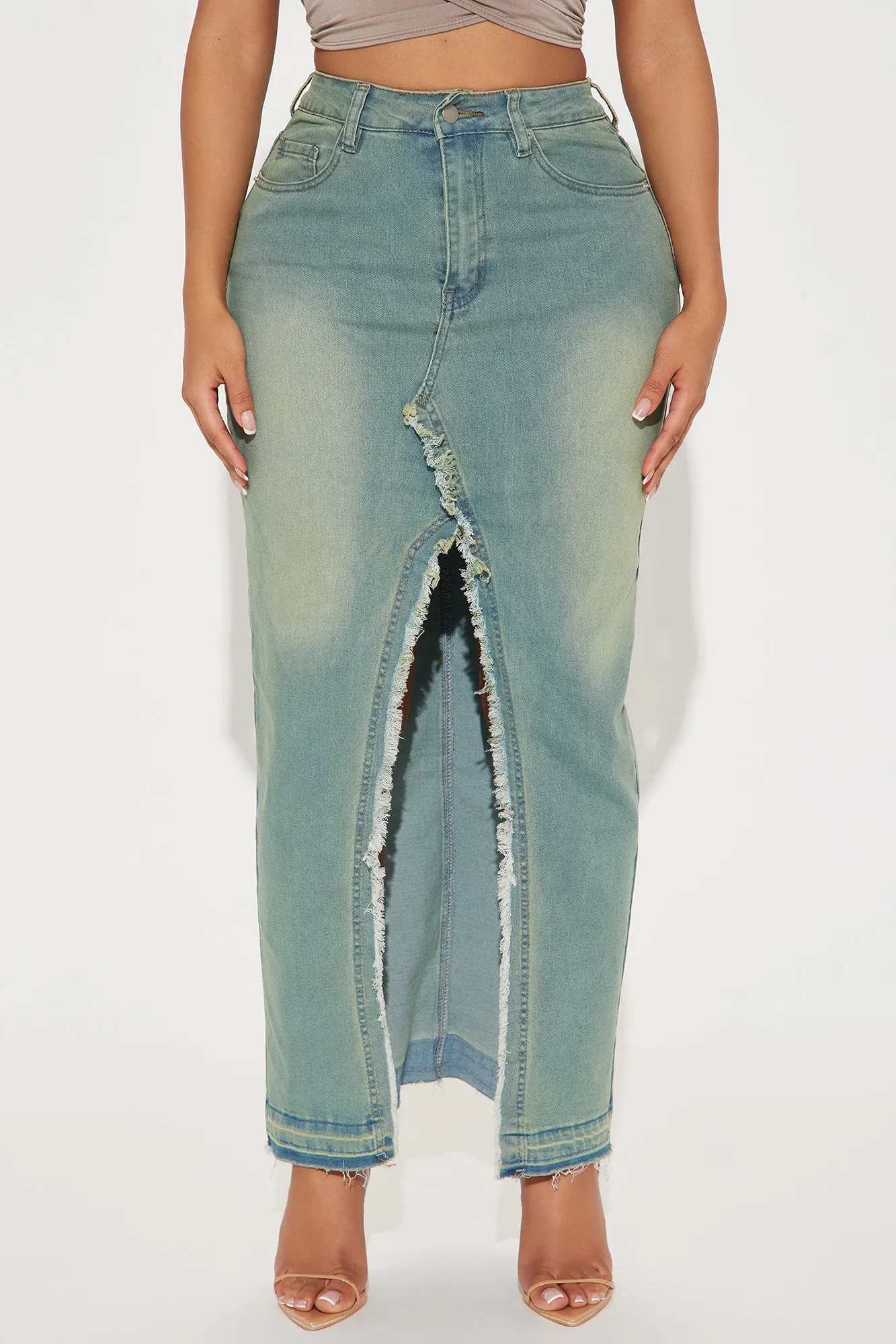 New Standard Tinted Denim Maxi Skirt - Medium Wash