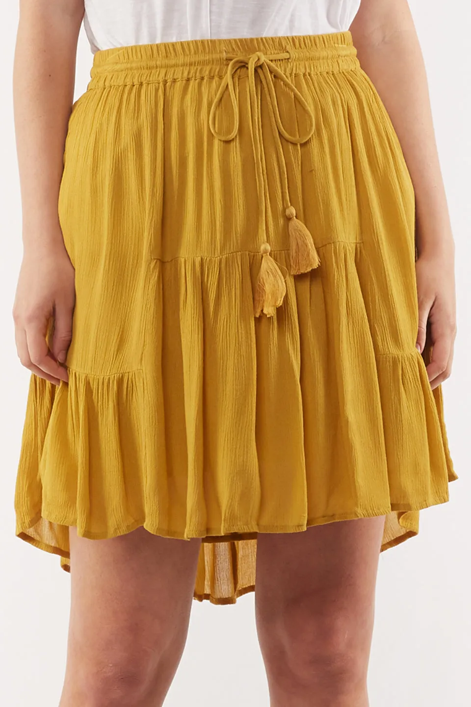 Noble Tiered Mustard Skirt