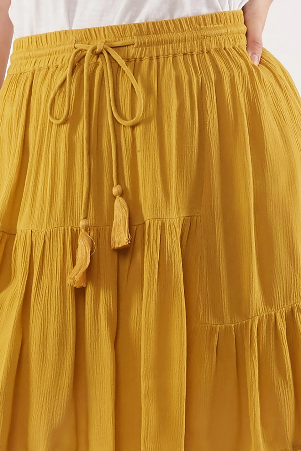 Noble Tiered Mustard Skirt