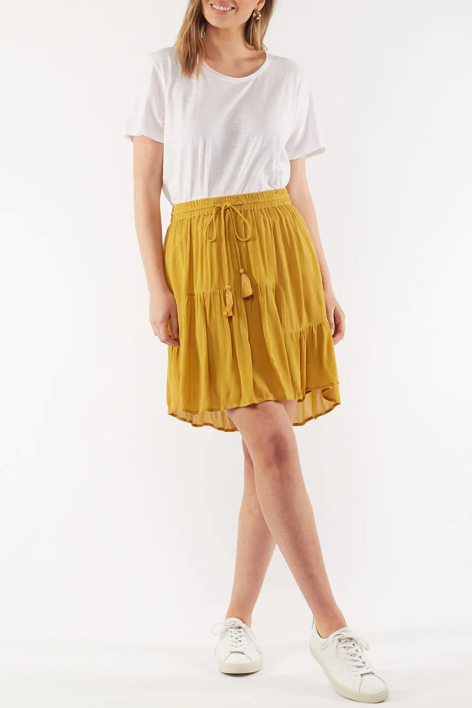 Noble Tiered Mustard Skirt