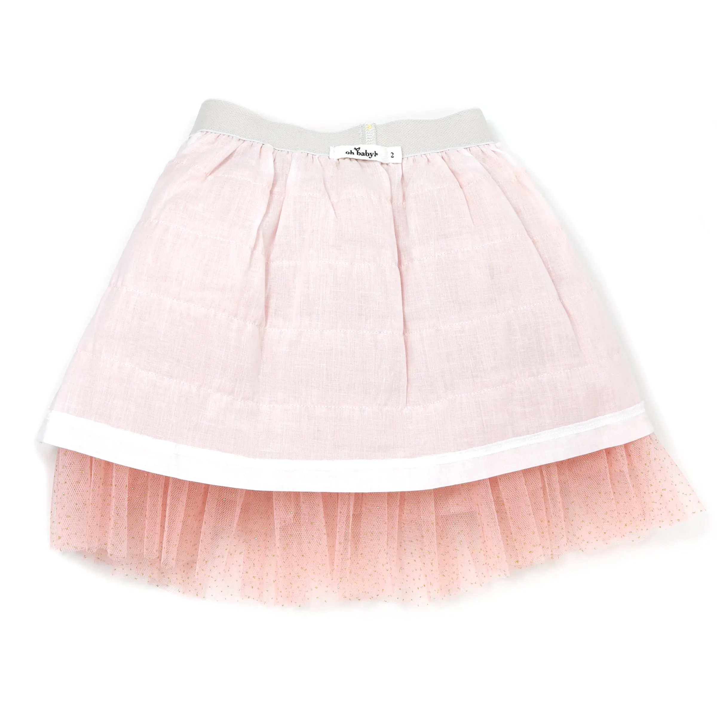 oh baby! Gold Band Layered Frill Tutu Skirt - Pale Pink