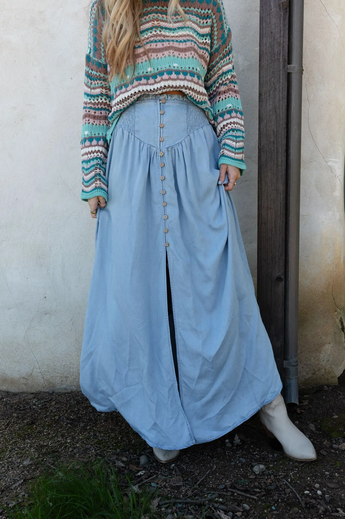 Pacific Coast Denim Maxi Skirt - Blue