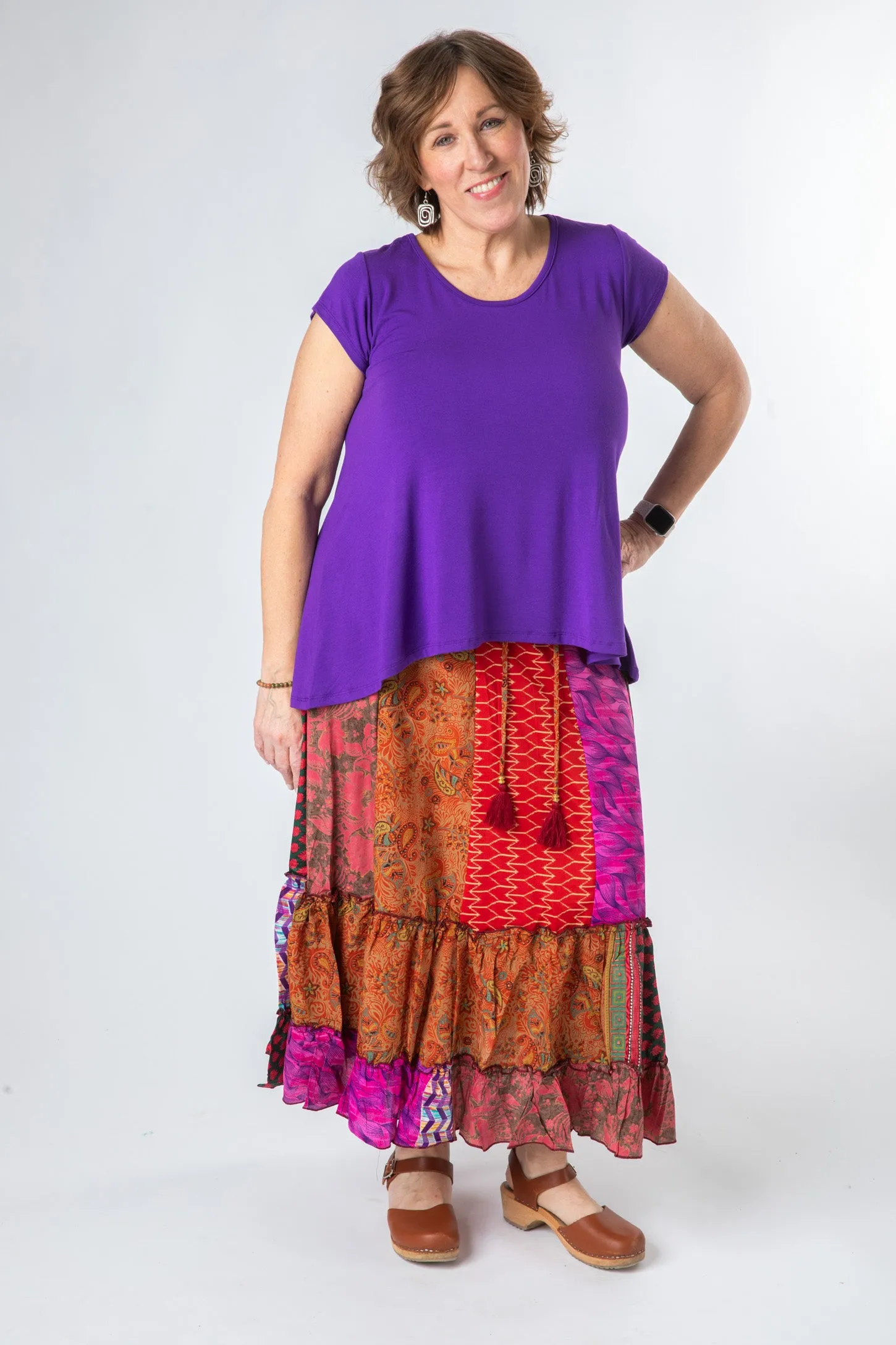 Patchwork Sari Silk Prairie Skirt