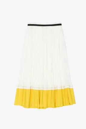 Pleated Satin Midi Skirt