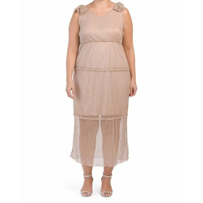 Plus size sleeveless v-neck midi dress