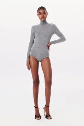 Poloneck Bodysuit in Grey Marl