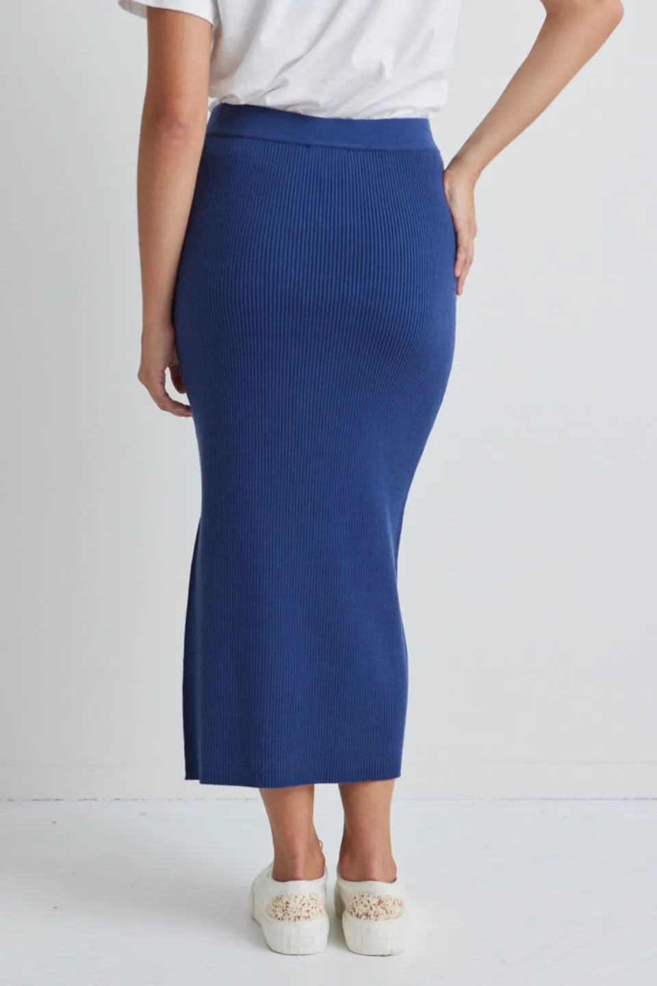 Possibility Indigo Blue Rib Knit Skirt