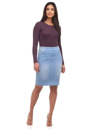 Pull-on Denim Skirt with 5 Pockets