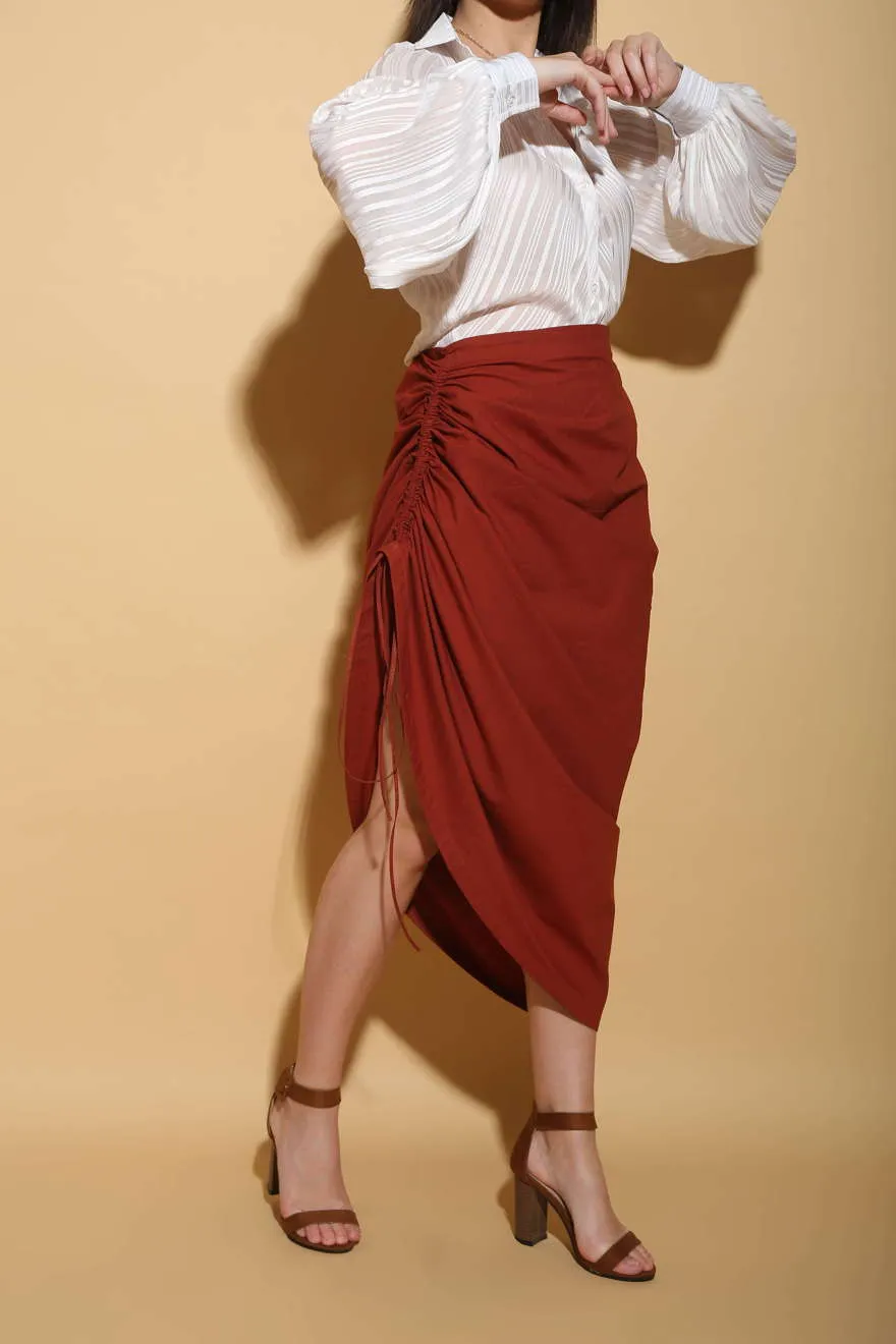 Rust Drawstring Skirt