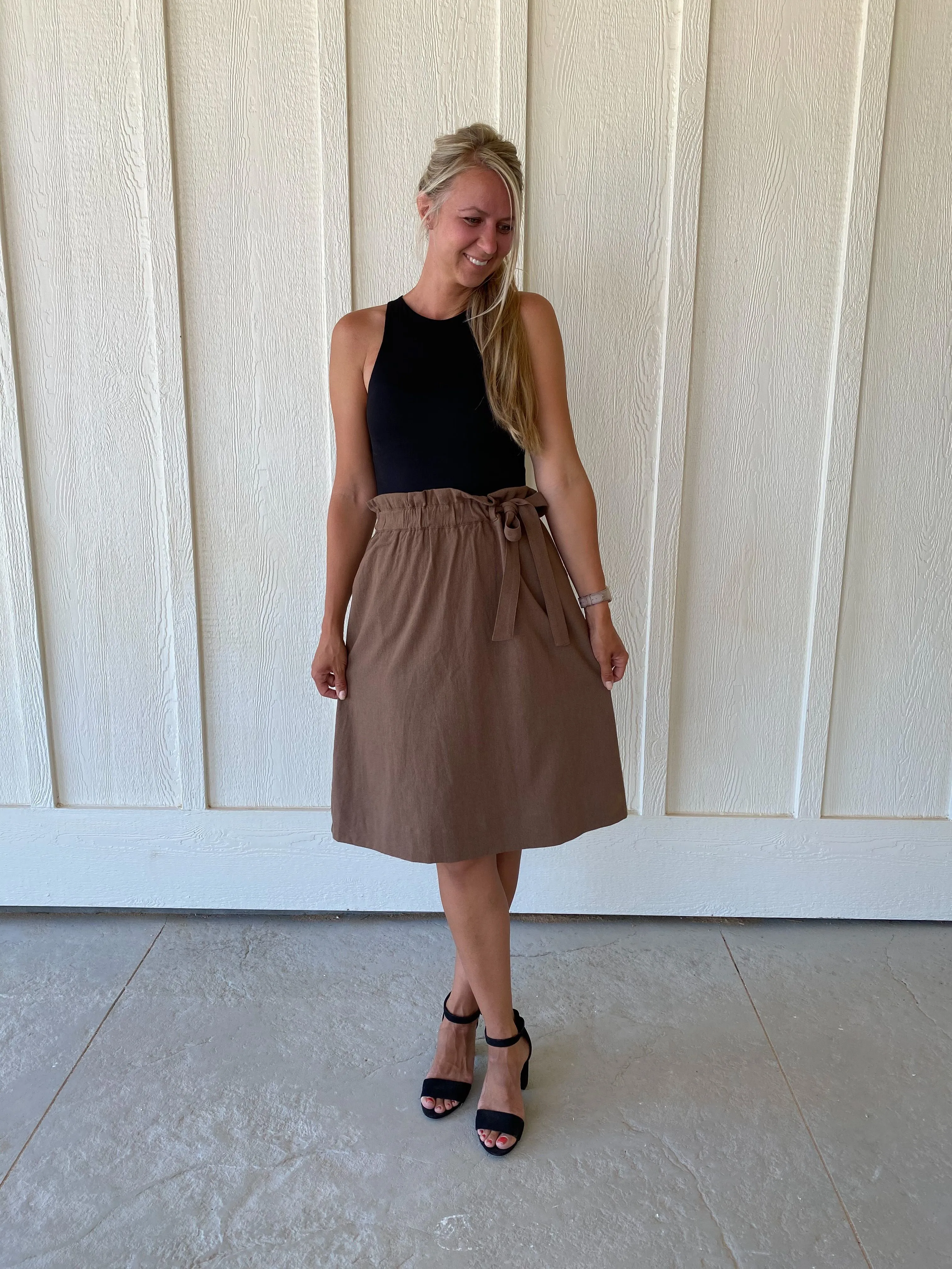 Sasha  High Waist Skirt in Mocha