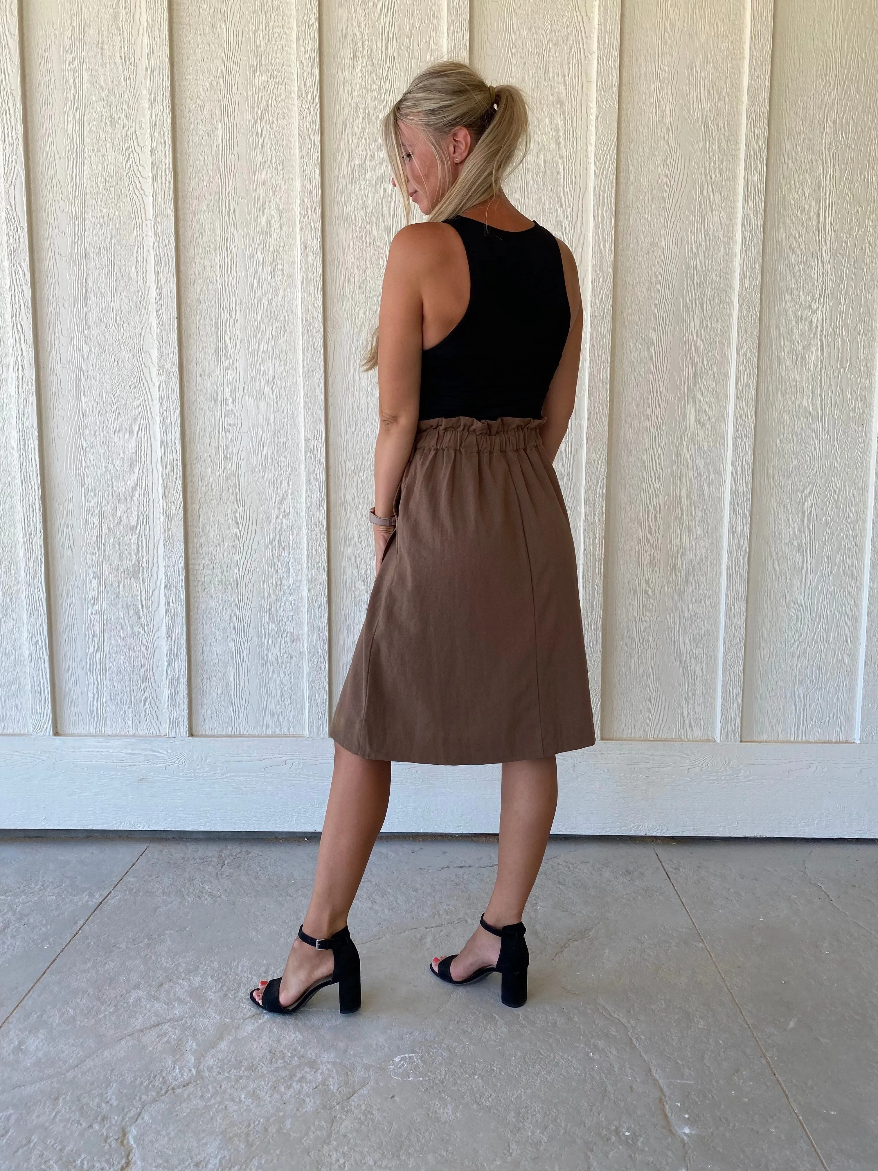 Sasha  High Waist Skirt in Mocha