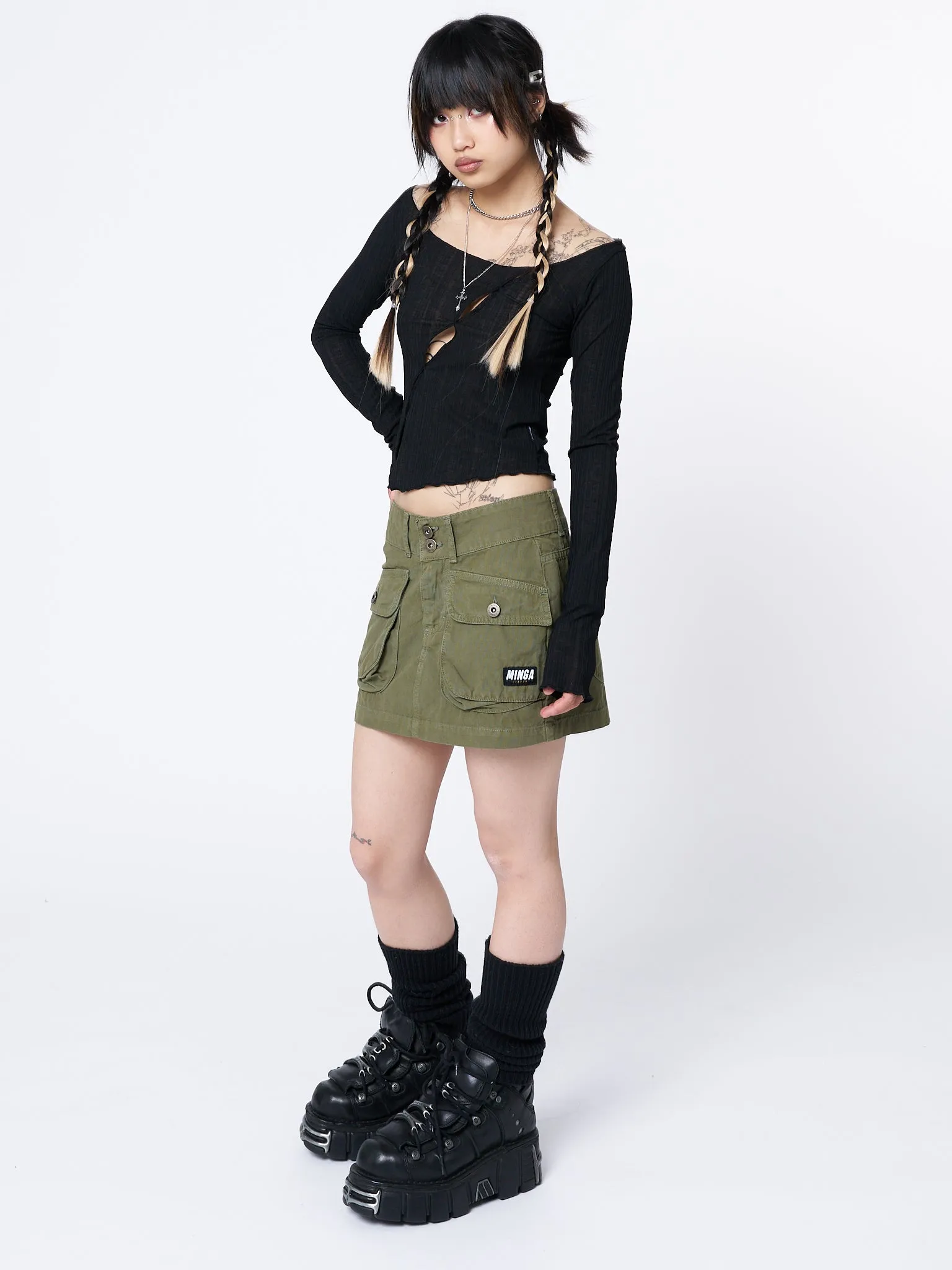 Shay Green Cargo Mini Skirt