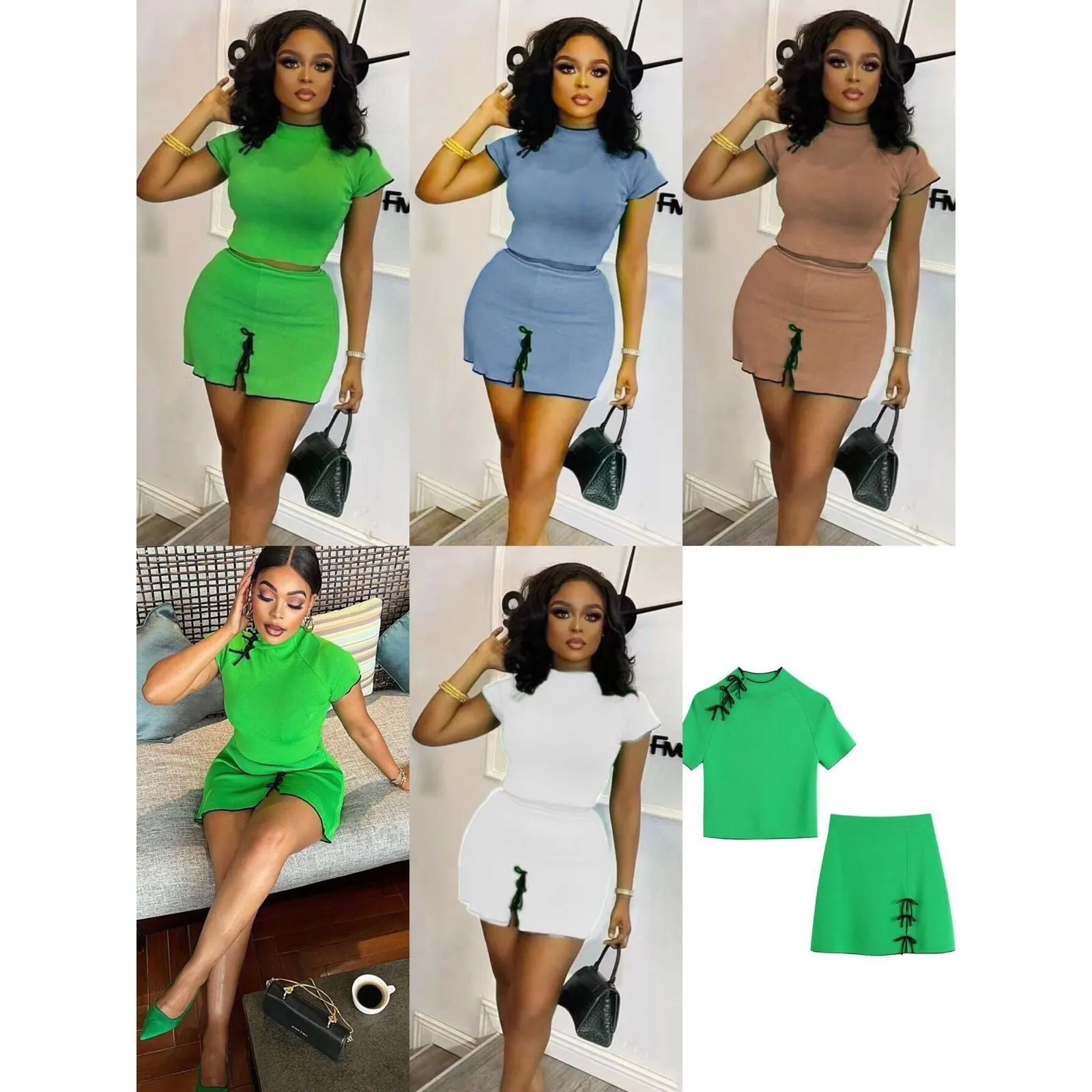 Short Sleeve Top & Mini Skirt Set