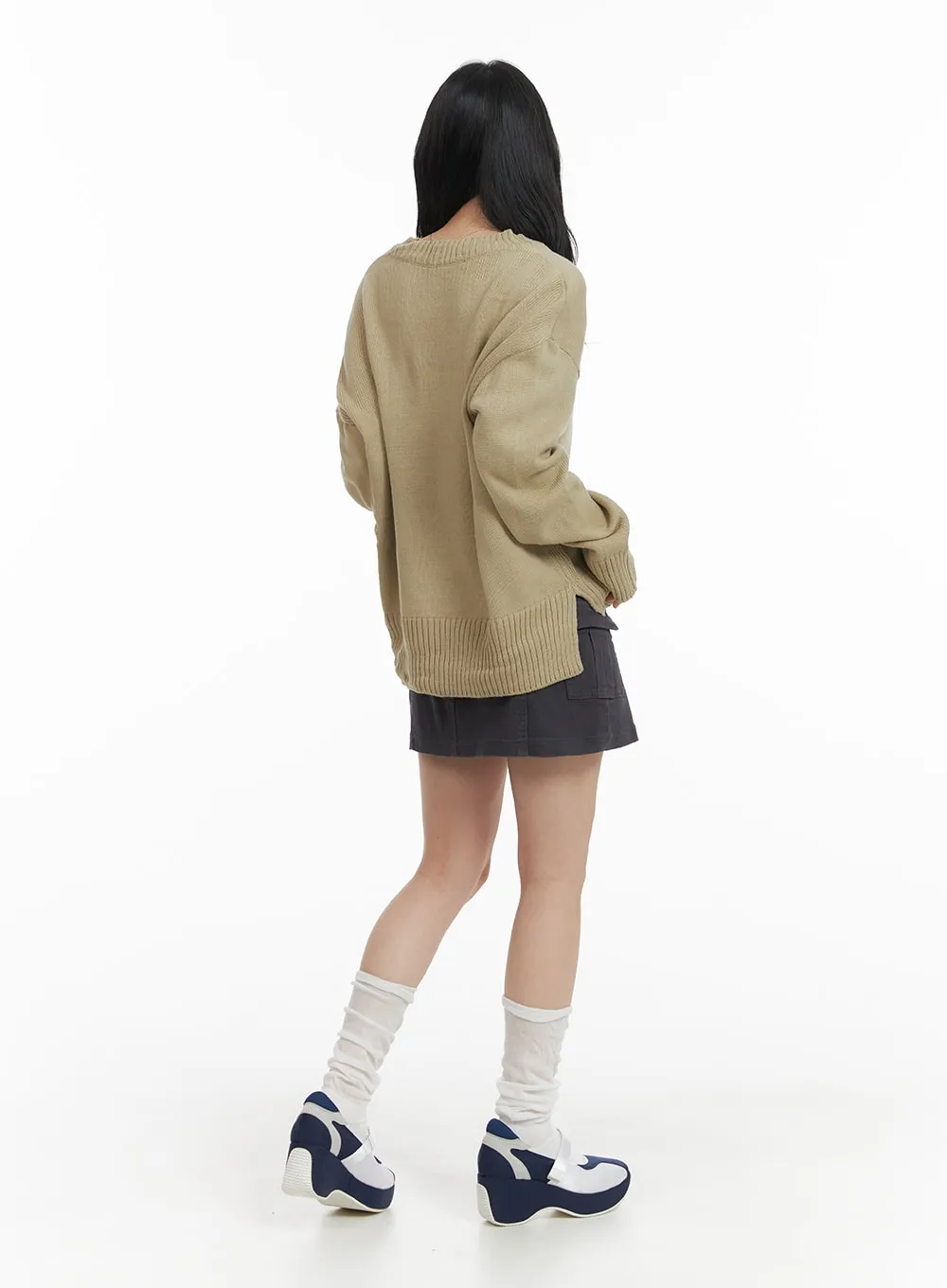 Solid Cargo Mini Skirt OM408