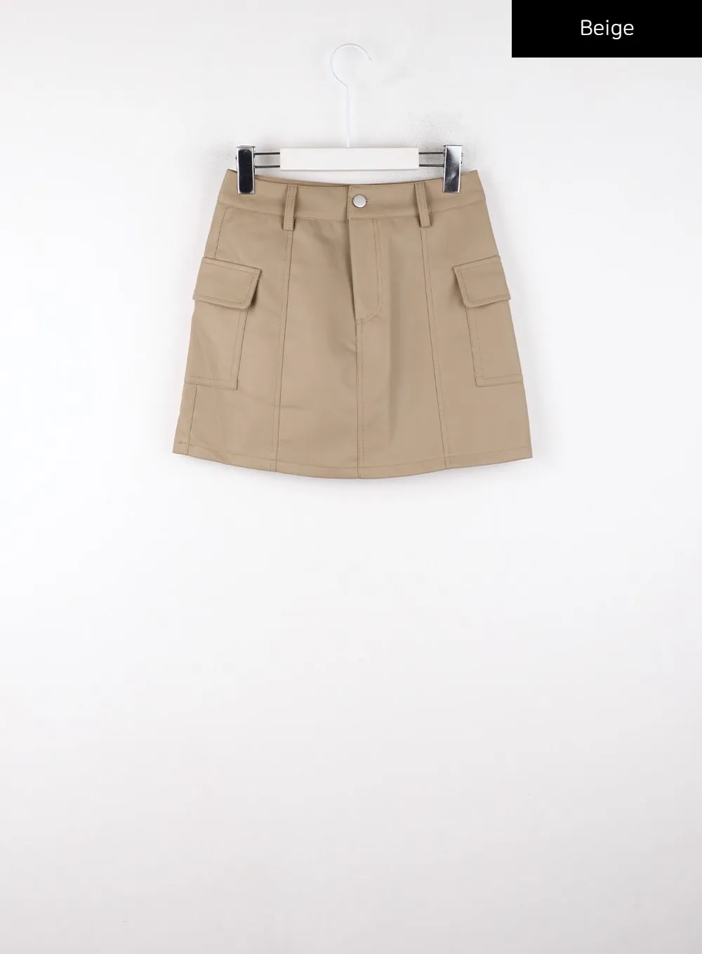 Solid Faux Leather Pocket Mid Waist Mini Skirt CD328