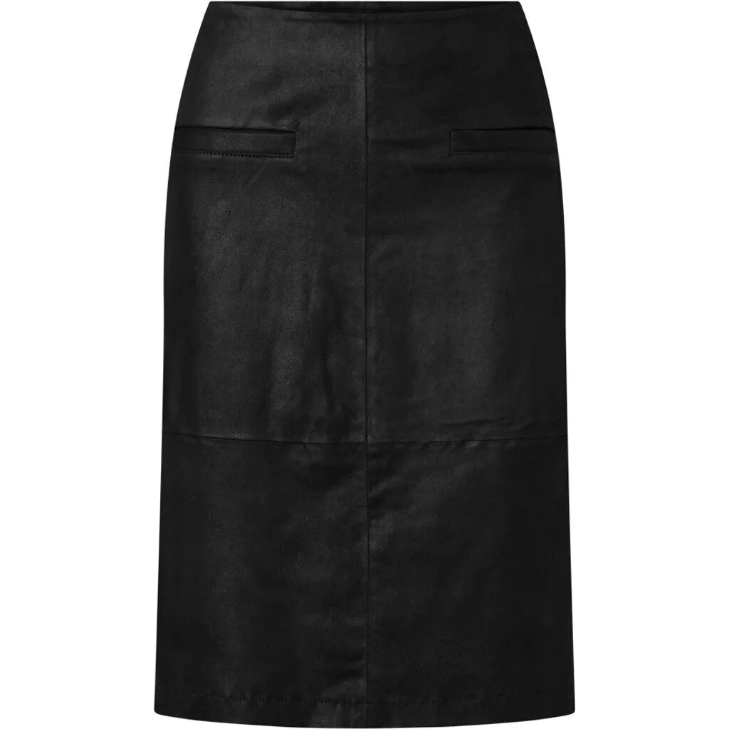 Stretch skirt in soft leather quality / 50842 - Black (Nero)