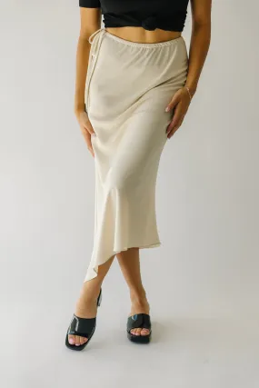 The Amica Tie Detail Midi Skirt in Cream