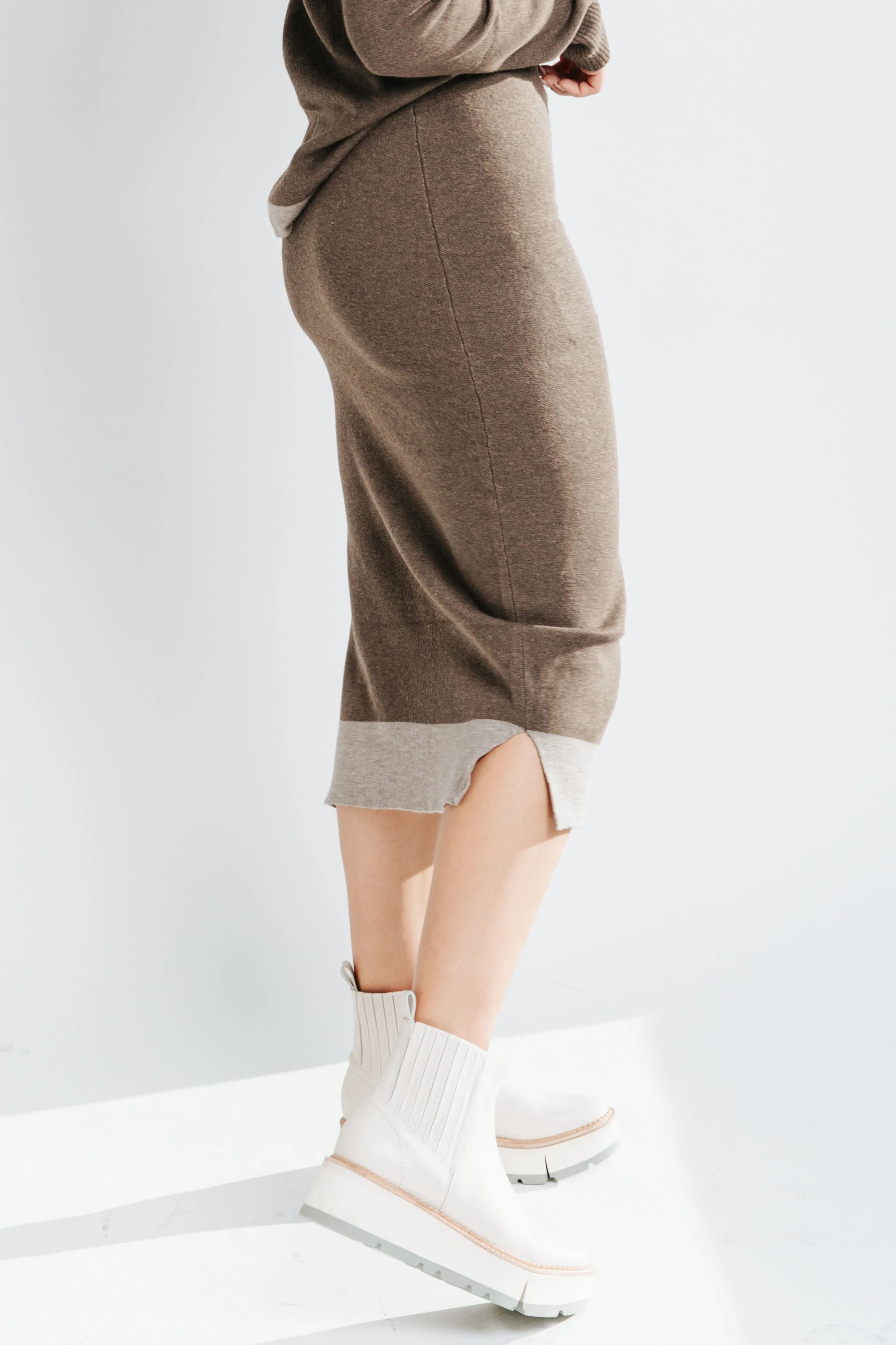 The Dale Sweater Skirt in Dark Brown