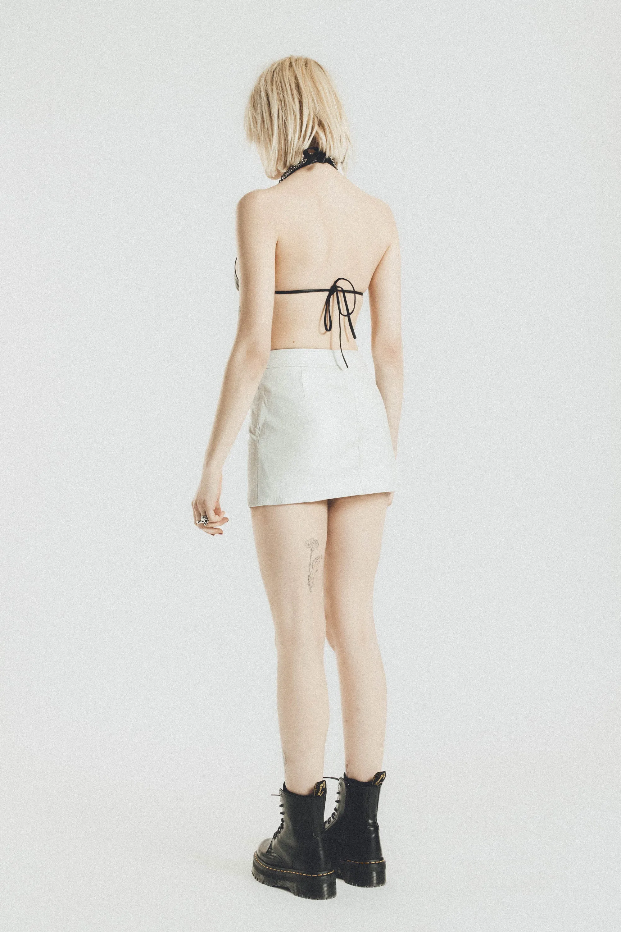 The Lita Zip Ultra Mini Skirt | Silver Leather