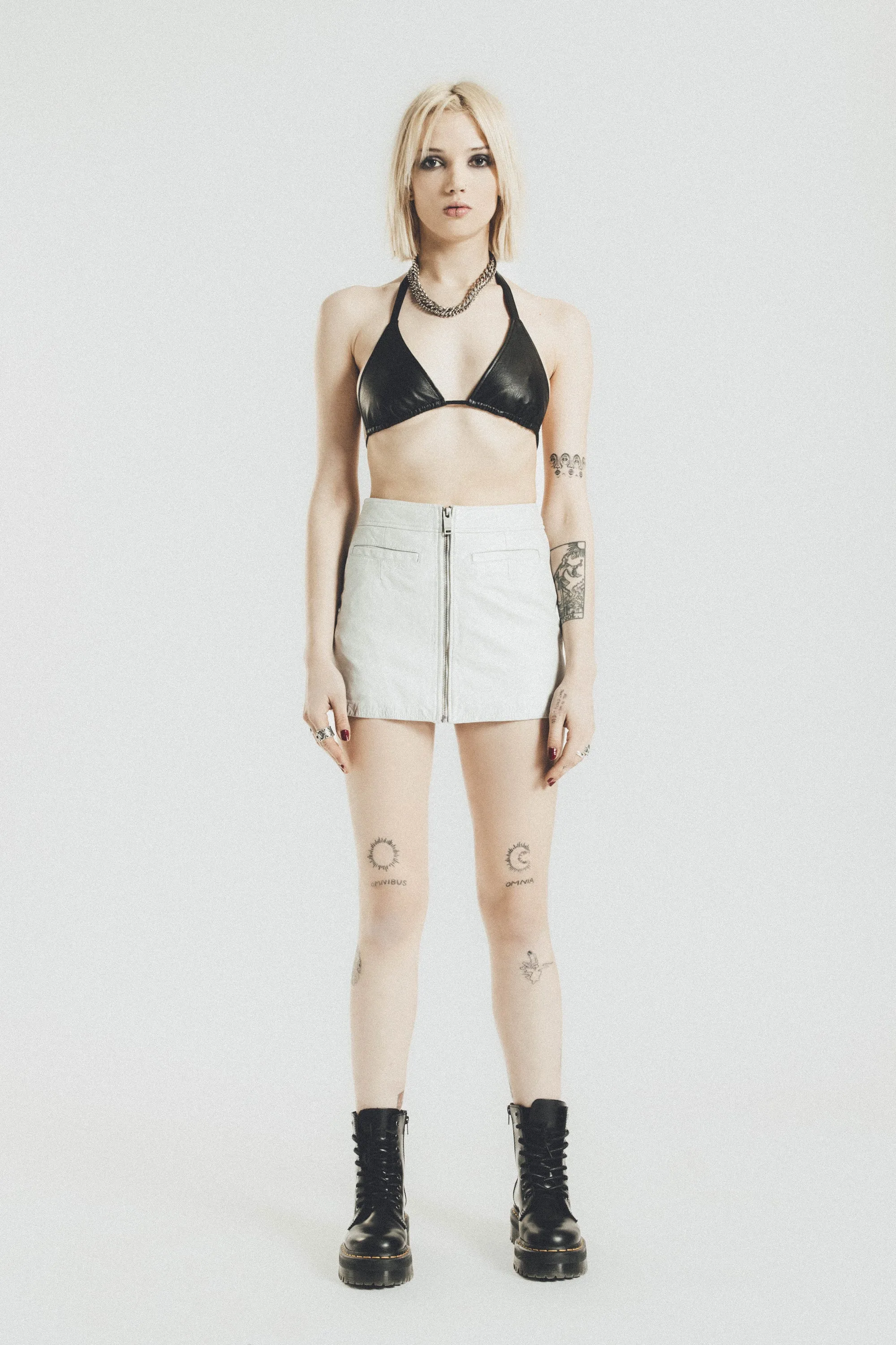 The Lita Zip Ultra Mini Skirt | Silver Leather