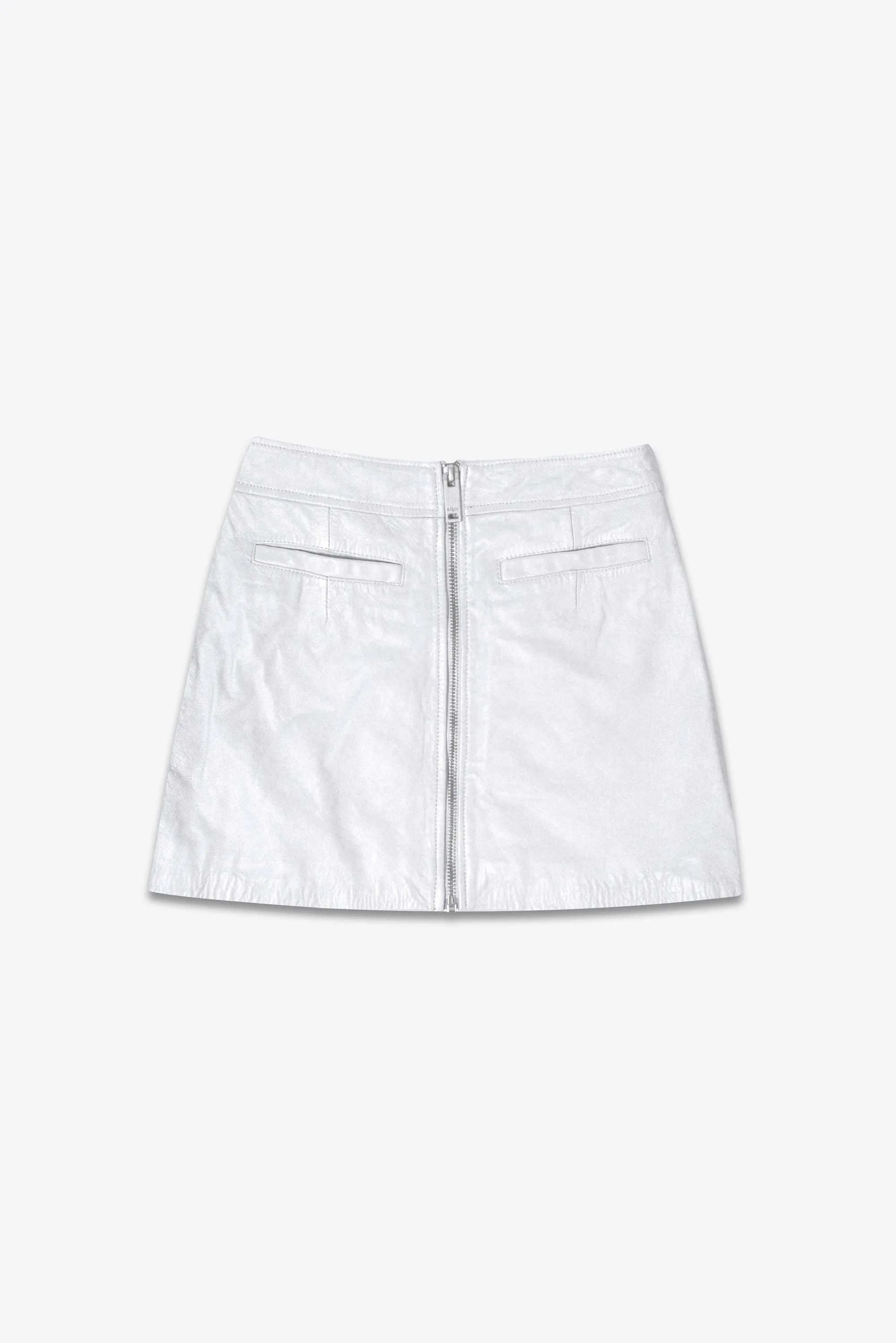 The Lita Zip Ultra Mini Skirt | Silver Leather