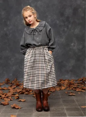 Chic Vintage Lumberjack Check Midi Skirt - Classic Plaid Design