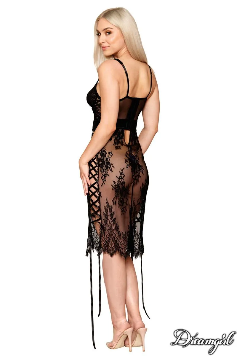 Luxurious Velvet Lace Slip Chemise - Elegant Nightwear Enhancer