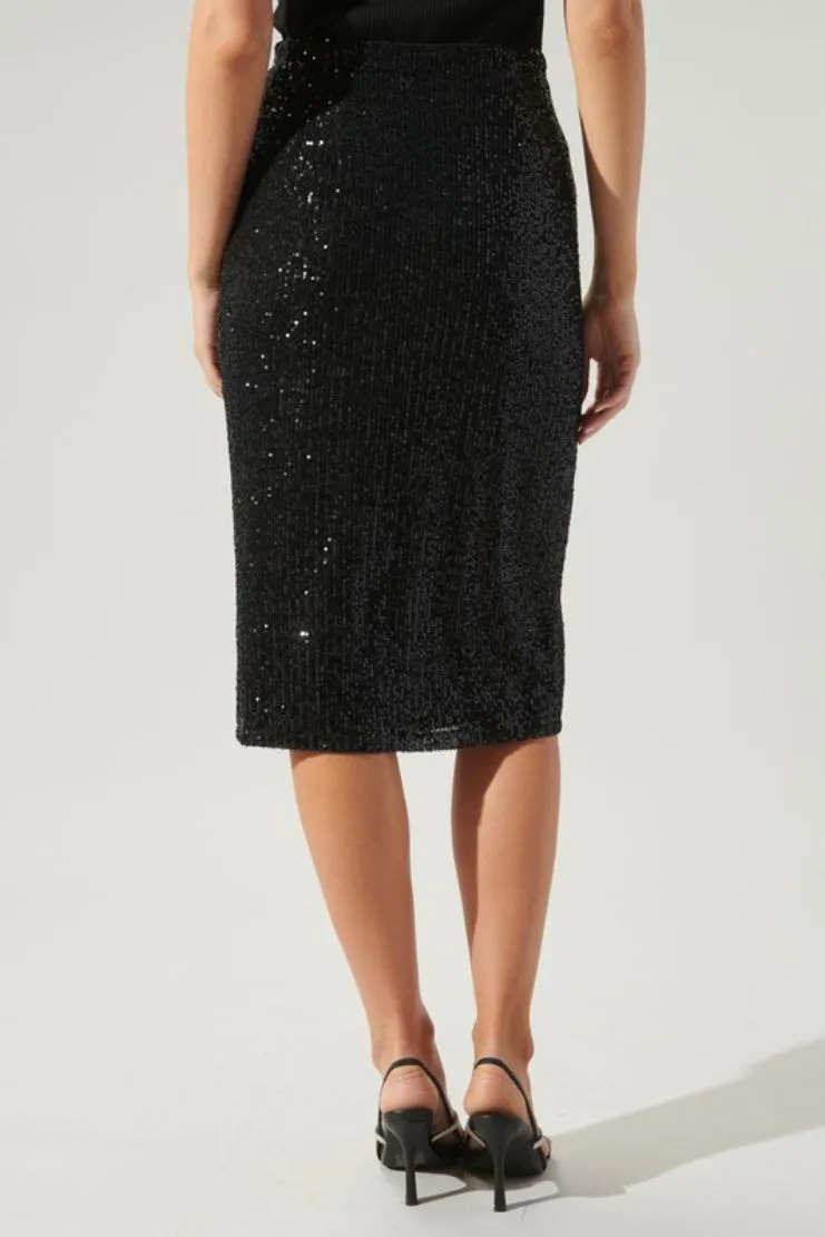 Vivica Black Sequin Pencil Skirt