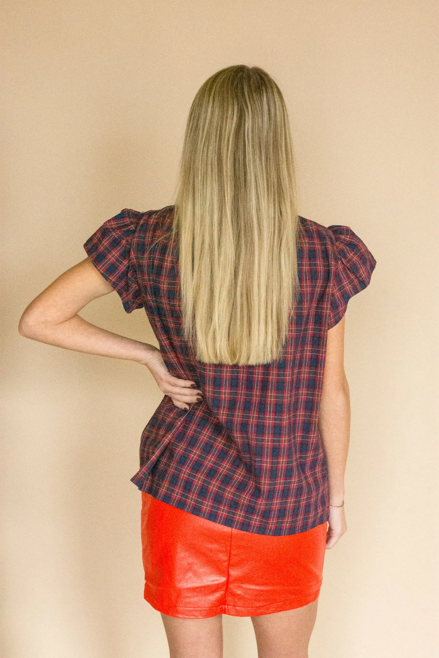 Warm Hearts Red Plaid Blouse