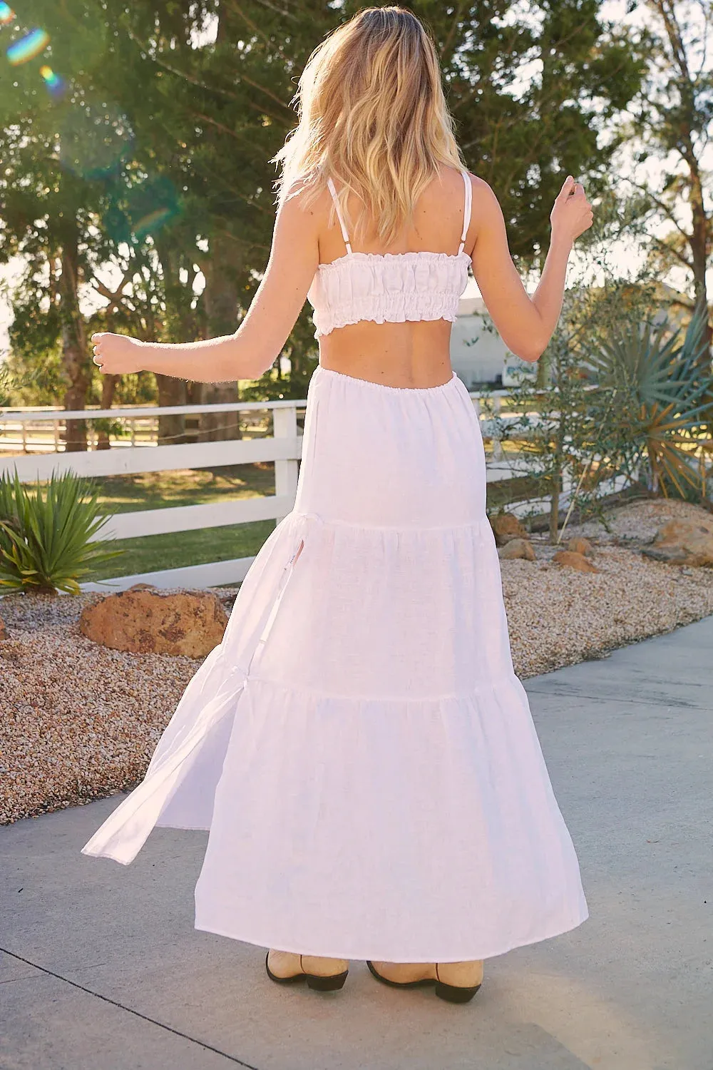 White Koda Linen Maxi Dress -  Wilder Collection